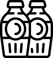 Simple icon of two bottles of juice with a round label, isolated on a white background