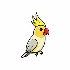  Cockatiel Bird Looks Icon Vector Illustration on White Background with Clear Leg Portion