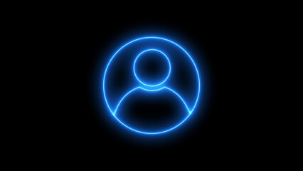 Neon Profile icon. glowing user icon. people head silhouettes