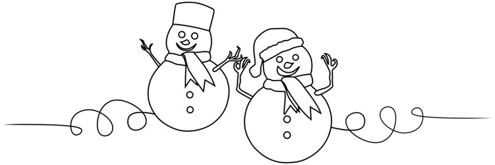 line art snowman illustration background for a christmas 