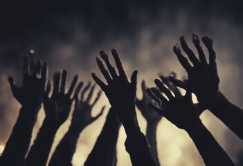 creepy background creating horror events shadows dark jpg atmosphere ideal night rising halloween scary celebrations hands ed spooky zombie numerous people silhouette crowd party group concert