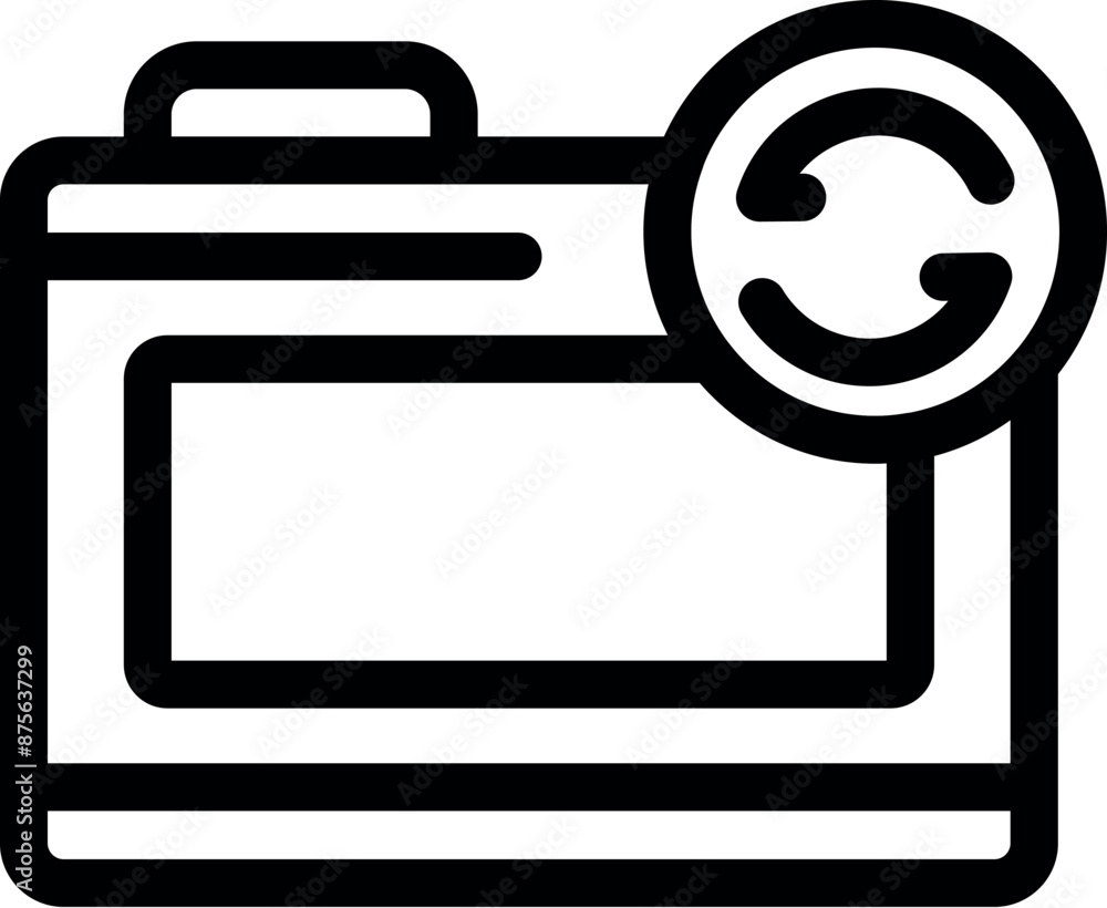 Poster simple outline icon style of a browser refreshing a web page