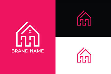 letter M initial construction modern real estate vector