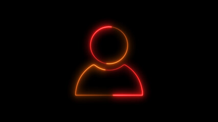 Neon Profile icon. glowing user icon. people head silhouettes