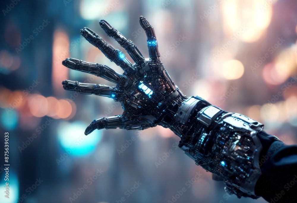 Poster automated robot artificial cyber ai nft world technology industry future digital network intelligenc
