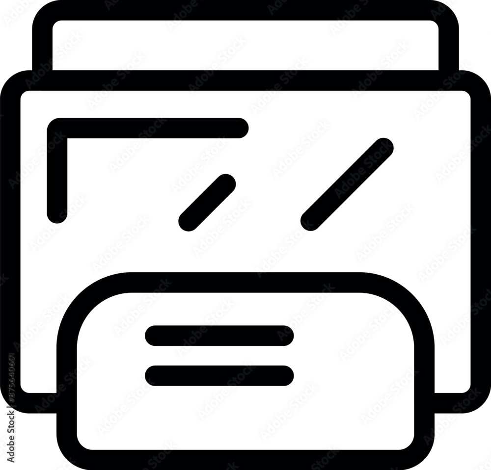 Poster bold, thick lined icon of a retro game cartridge being inserted into a console