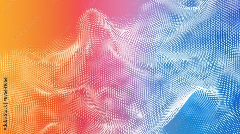 Poster a visually stunning abstract digital wave pattern with vibrant red and pink hues in dynamic and flui