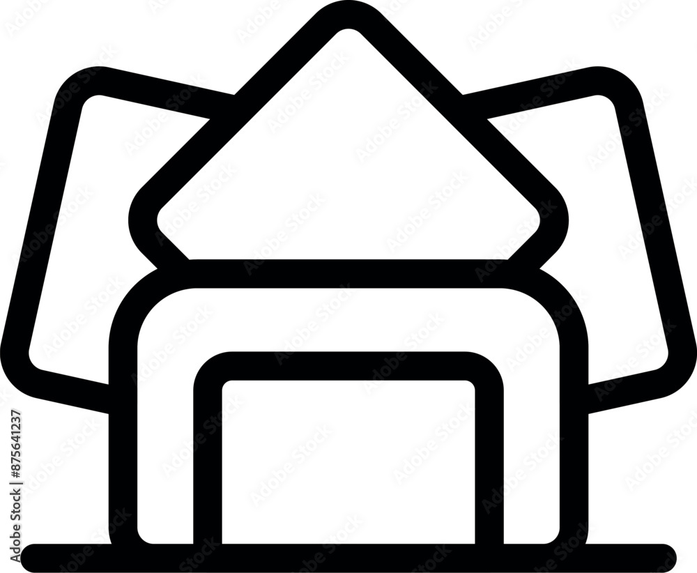 Poster line icon of a printing machine processing paper documents, ideal for topics like printing industry 