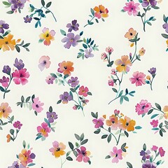 Sweet Red Flower Pattern on Cream Fabric