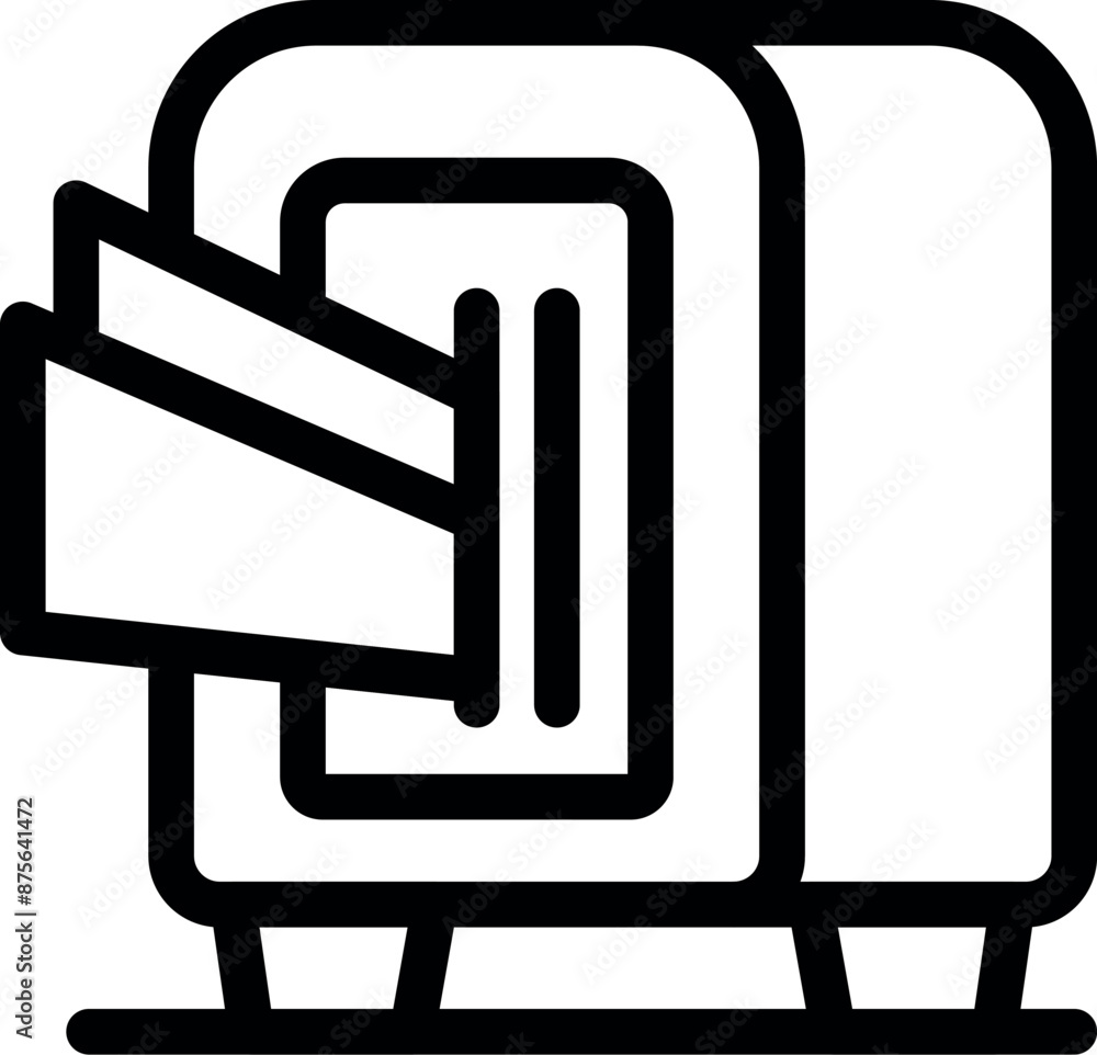 Poster simple line icon of a modern toaster with toast popping out
