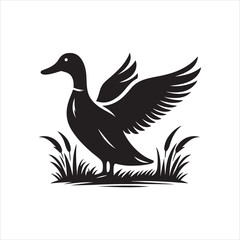 Duck silhouette vector art illustration