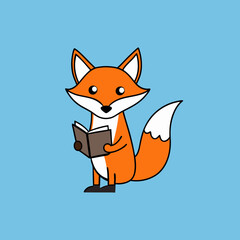 Culpeo Fox Learns Icon Vector Illustration: Discover Wildlife Education Art