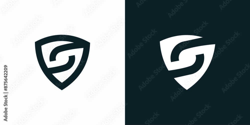 Poster vector logo design of initial s shield shape technology connection with modern, simple, clean and ab