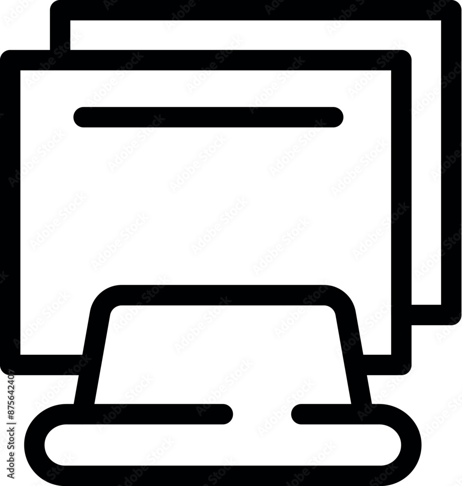 Poster simple icon representing a computer monitor displaying multiple open windows