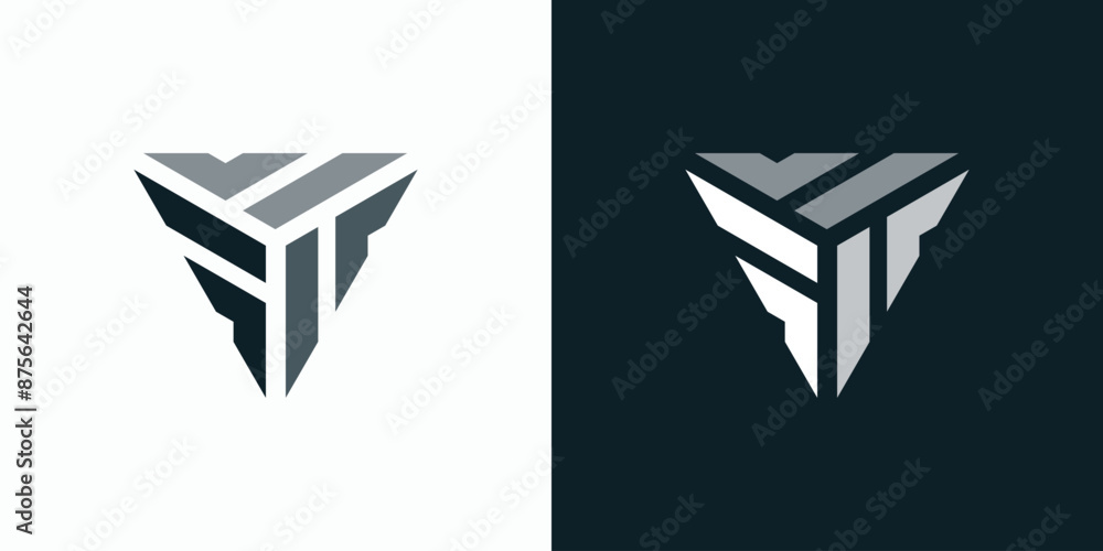 Poster vector logo design of the initials three letters f in a triangular shape with a modern, simple, clea