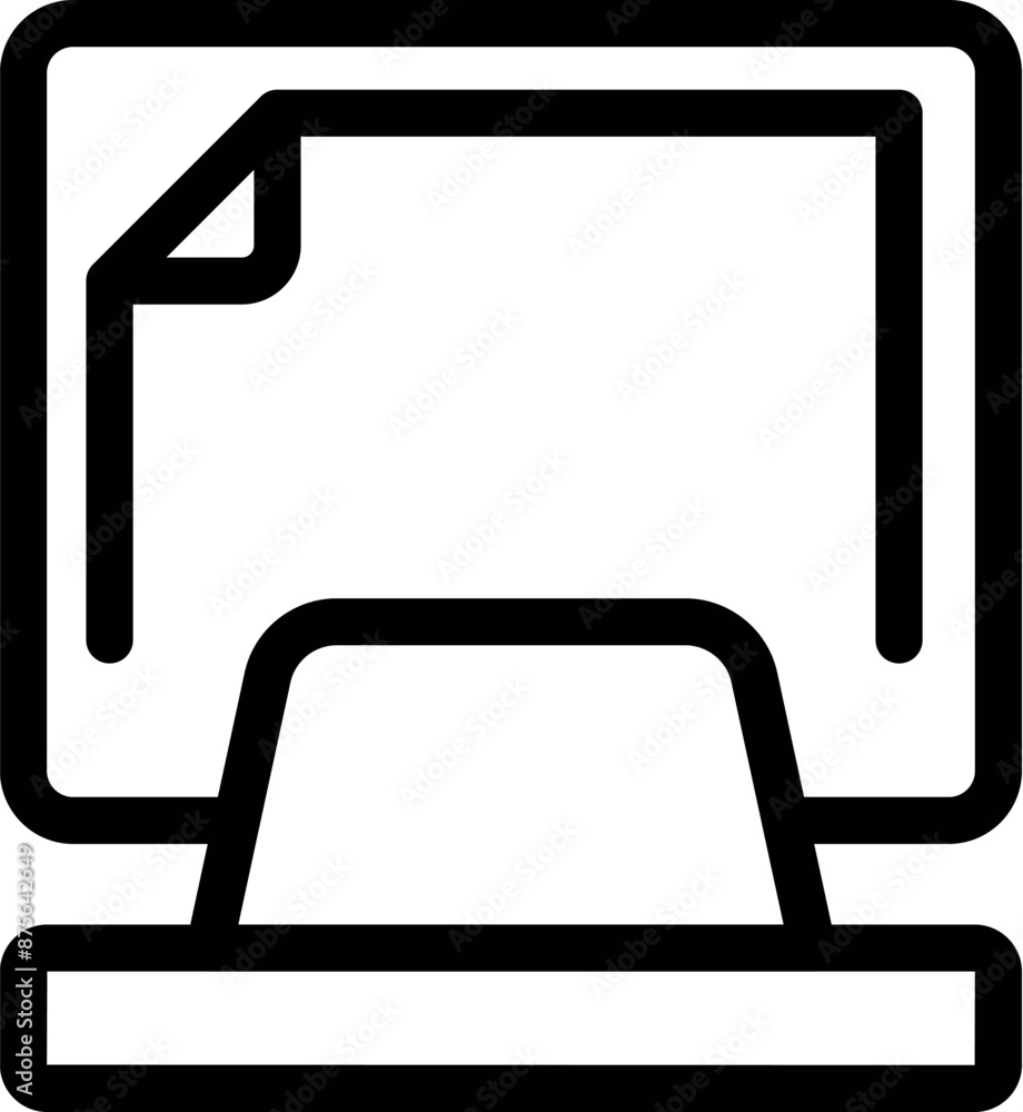 Poster simple icon of a desktop computer displaying a digital document, representing online document manage