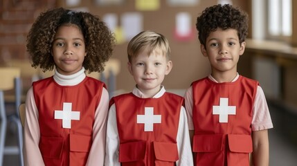 Children participating in a worry-free emergency safety day at school, emergency worry-free, educational preparedness