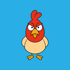 Angry Cochin Chicken Icon Vector Illustration  , Farm Animal Art