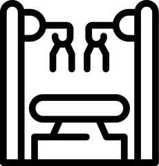 Line icon of weight bench, perfect for projects related to fitness, workout, gym equipment and bodybuilding