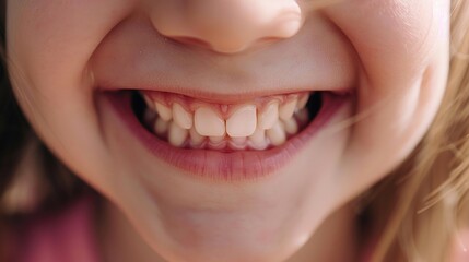 Obraz premium Joyful Gaps: Close-Up of a Child's Smile with Missing Baby Teeth