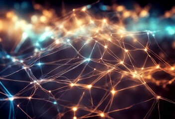 Fototapeta premium glowing lines illustration network futuristic cyberspace line background connect ai generative connection