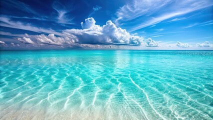 Obraz premium Turquoise water and light sand creating a serene sea background, beach, ocean, sea, tropical, sand, waves, vacation