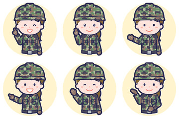 女性自衛隊員のポーズセット_03