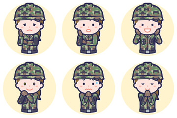 女性自衛隊員のポーズセット_04