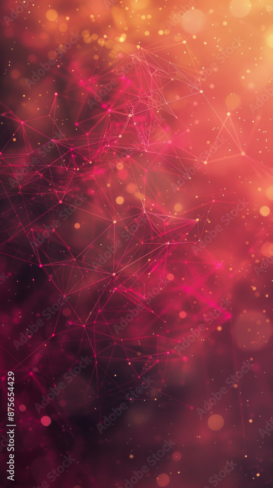 Poster a red background with a lot of lines and dots