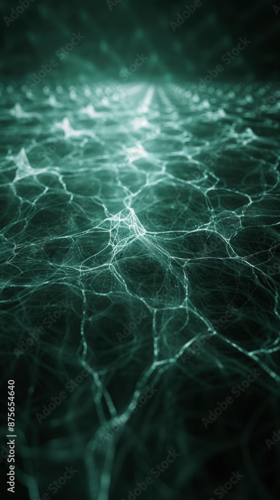 Poster a green image of a body of water with a lot of lines and dots. the image is abstract and has a futur