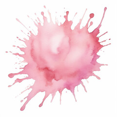 Single Soft Pink Watercolor Splash on White Background