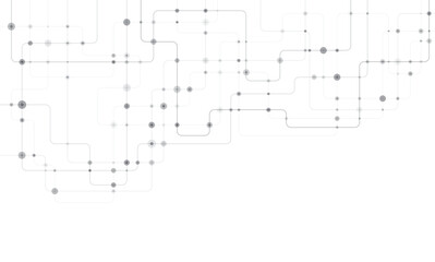 Circuit connect lines and dots. Network technology and Connection concept. Decentralized network nodes connections