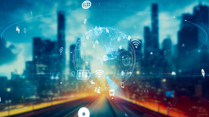 Future road and traffic technology concept