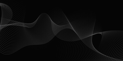 Abstract gray wavy lines Digital frequency track equalizer background. Curved wave smooth stripe seamless pattern. Wave lines created using blend tool. graphic design template banner business wave