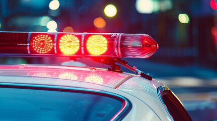 赤色灯を点灯させるパトカー