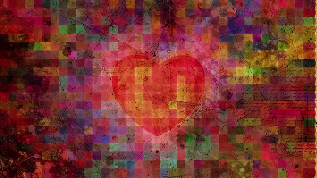 Colorful Stylized Heart Art with Vintage Style