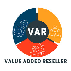VAR - Value Added Reseller acronym. business concept background. vector illustration concept with keywords and icons. lettering illustration with icons for web banner, flyer, landing pag