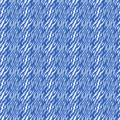 Wavy abstract electric blue weave pattern with broken linear stripe effect. Mottled woven chambray texture background for modern seamless nautical maritime organic style. 