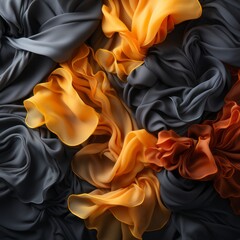 black orange and gray fabric on a black background