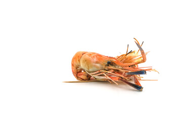 Grilled shrimp on a white background. Seafood. Natural symptoms