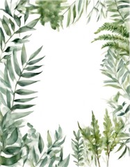 Obraz premium watercolor background frame banner forest leaves simple seamless treebranch botanical fern eucalyptus border abstract bouquet rosemary rbs
