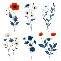 Naklejka premium set of flowers in transparant background