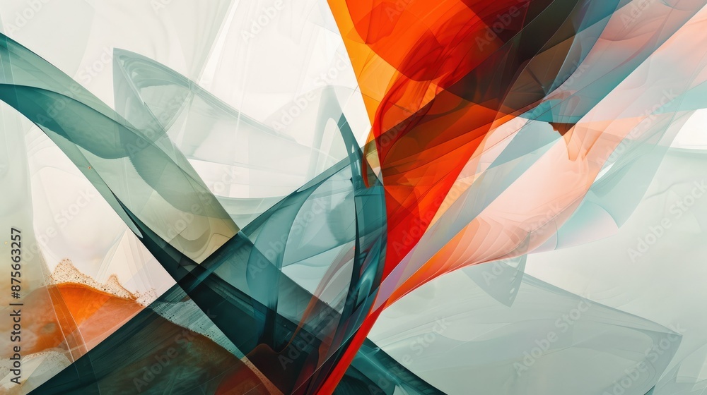 Poster vibrant abstract background with overlapping geometric shapes in vivid colors, creating a dynamic vi