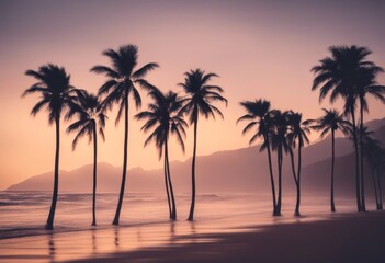 landscape palmtree hawaii copy palm asia space party silhouettes background tropical beach abstract trees neon vertical summer