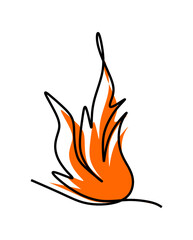  Illustration of a fire with a black outline and orange splash.