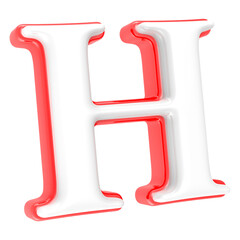 Red Alphabet with White 3D Letter H