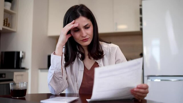 Worried woman trying to solve some financial issues