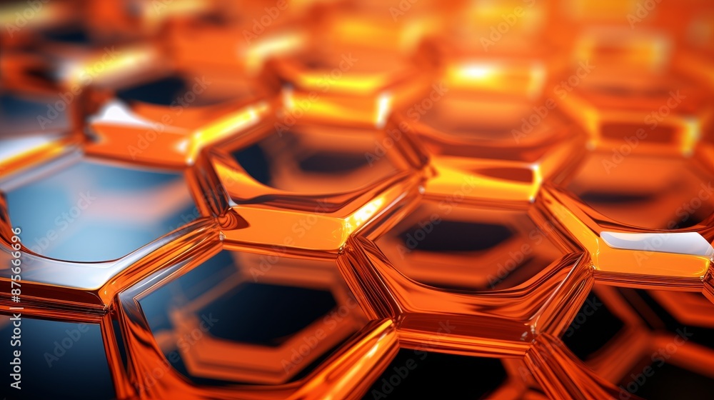 Poster vibrant abstract orange honeycomb pattern background design for visually appealing presentations