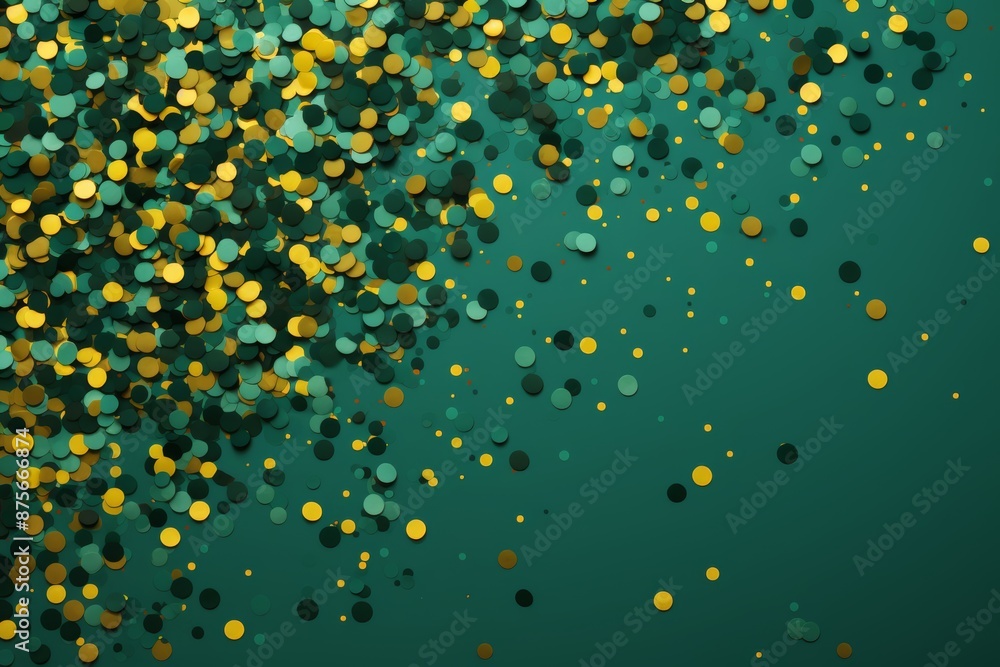 Aufkleber lively green backdrop adorned with yellow confetti and ample space for adding text
