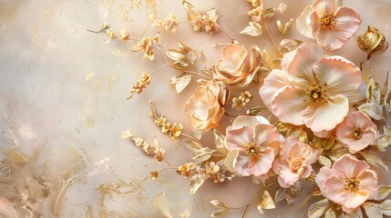 Golden Floral Background.